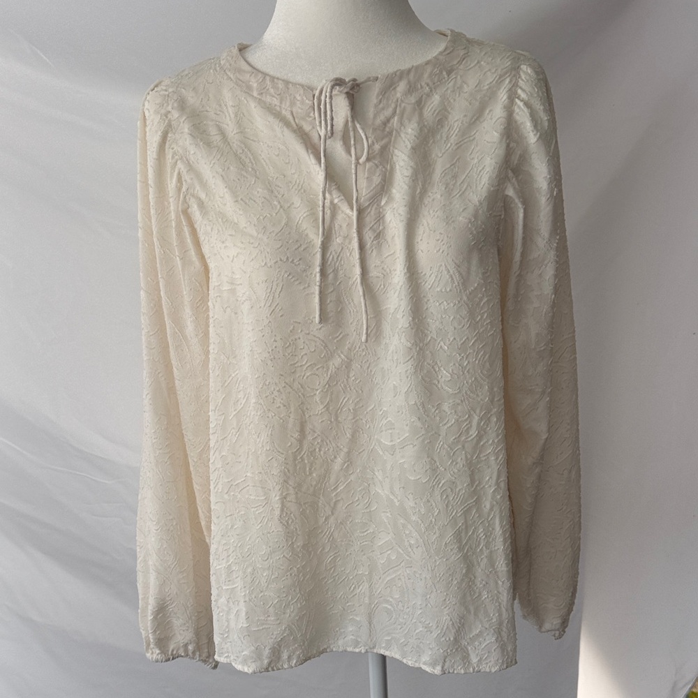 LOFT Cream Textured Blouse
